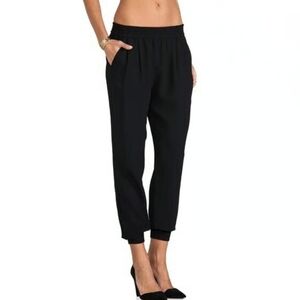 Joie Mariner Crepe Pull On Cropped Jogger Pants Black Caviar Womens Size Small